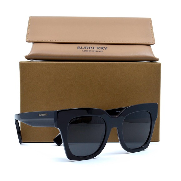 NEW BURBERRY KITTY BE4364 BLACK DARK GREY AUTHENTIC SUNGLASSES - Picture 11 of 14